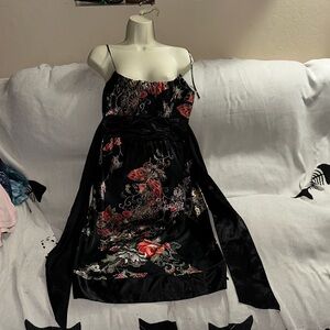 Forever size large Floral Black Dress with broken strap